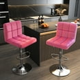 thumbnail image 4 of Homall Bar Stools Velvet Kitchen Counter Square Island Height Adjustable Swivel Counter Stools with Back, Pink, 4 of 7