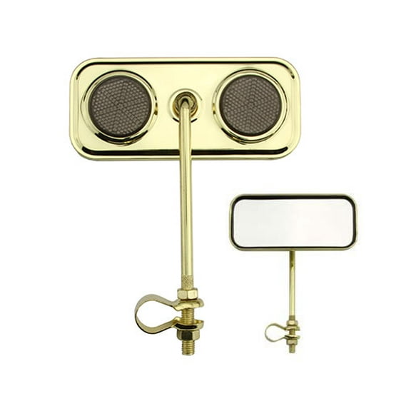 Two Rectangle Mirrors Gold Black Reflectors. Set of bike mirrors. Pair of bicycle mirrors. 2 bike Mirrors.