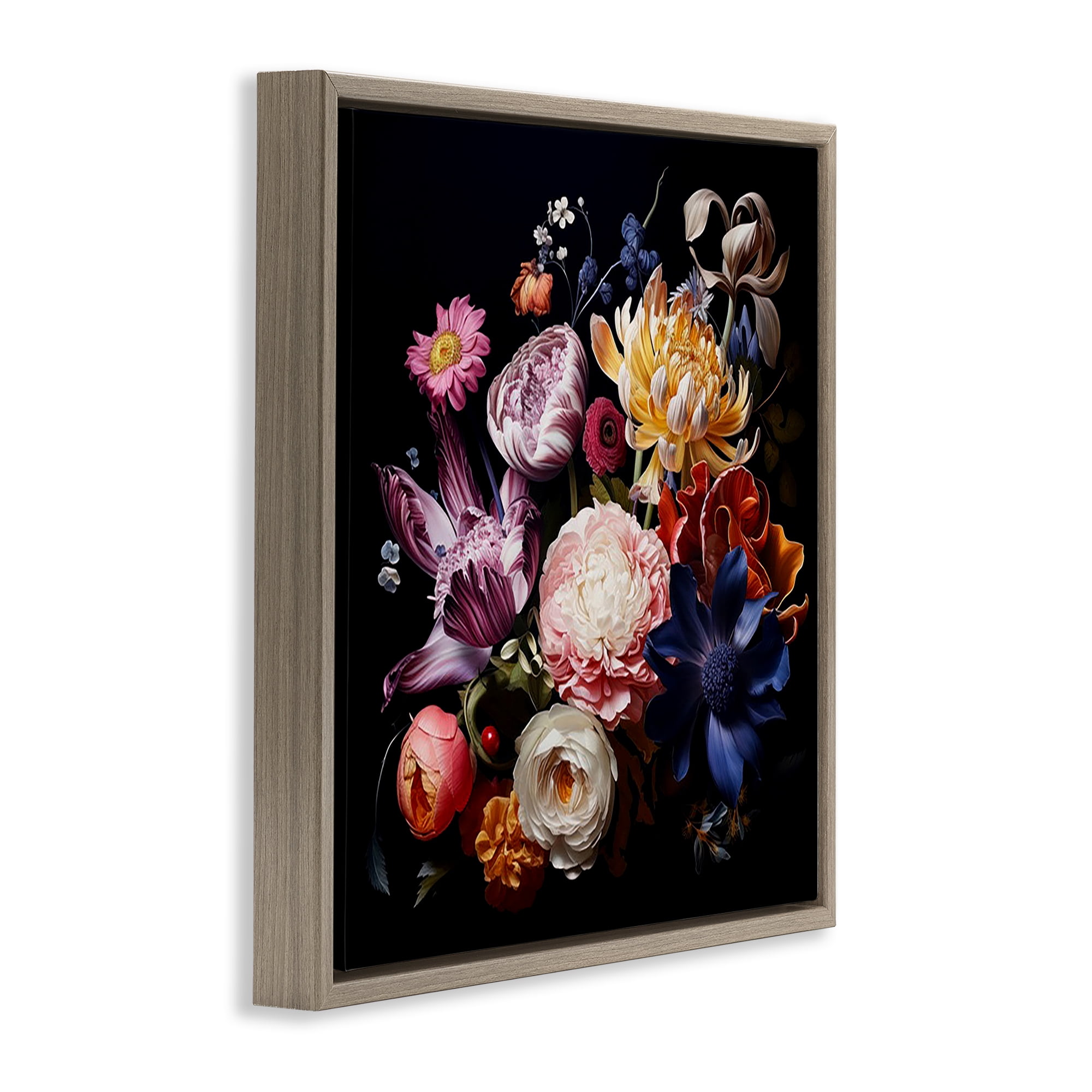 Stupell Industries Vintage Botanical Life Plants & Flowers Painting Brown Floater Framed Canvas Art Print Wall Art, 25 x 25