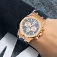 thumbnail image 2 of Pre-Owned Audemars Piguet Royal Oak Chronograph Selfwinding 41MM 26240OR.OO.D315CR.01 50th Anniversary Blue Dial Rose Gold Bezel Black Alligator Leather Strap, 2 of 7