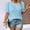 Sky Blue, variant on Dolkfu Tops for Women Short Sleeve Business Casual Crew Neck Beige T-Shirts Smocked Plus Size Woman Shirts L