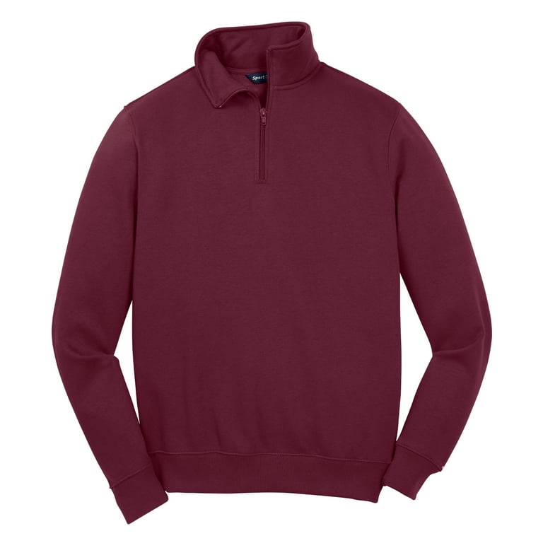 Mens 1/4 Zip Cotton/Poly Fleece Sweatshirt Maroon 4X-Large