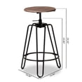 thumbnail image 6 of Bowery Hill Walnut Finished Wood and Black Metal 2-Piece Bar Stool Set, 6 of 6