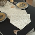 thumbnail image 3 of TAOSON Luxury High Precision Jacquard Modern Gold Table Runner with Tassels Polyester Wrinkle Resistant Damask Table Runners for Kitchen Dining Tabletop Decoration (13 x 87 Inch) S038, 3 of 10