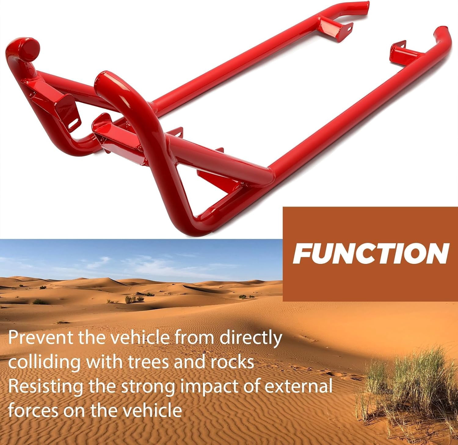 Kojem LYPS-007-2 Red Steel Side Nerf Bars for UTV Polaris RZR XP 1000, 900 2014 to 2022,2 Door