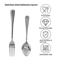 thumbnail image 2 of Set of 12 Stainless Steel Dinner Forks and Spoons Find Top Heavy-Duty Forks (8 Inch) and Spoons (7 Inch) Cutlery Set, 2 of 6