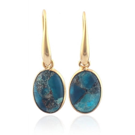 Zeva jewels Apatite Copper Turquoise Gemstone Gold-plated Lever-Back Earring For Birthday, Anniversary Gift
