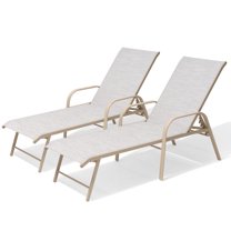 Pellebant 2‑Pack Outdoor Chaise Lounge Chairs – 5‑Position Aluminum Adjustable Patio Chaise Lounge with Rust Resistant Frame, Mix Color