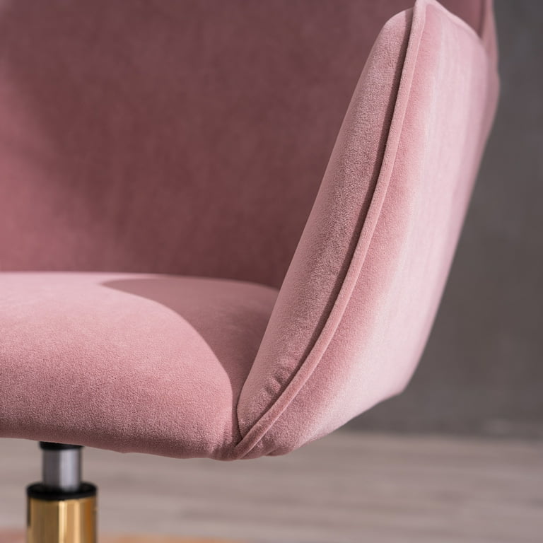 Pink velvet chair online with wheels