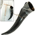 thumbnail image 1 of Medieval Natural Cow Drinking Beer Horn with Leather Holder Frog,, 1 of 3