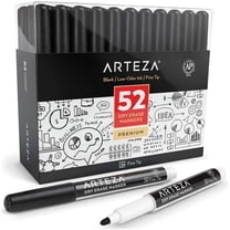 Arteza Dry Erase Markers, Fine Tip, Black, 52 Pack for School