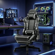 GTPLAYER Gaming Chair with Bluetooth Speakers Footrest PU Leather Music Office Chair, Camouflage