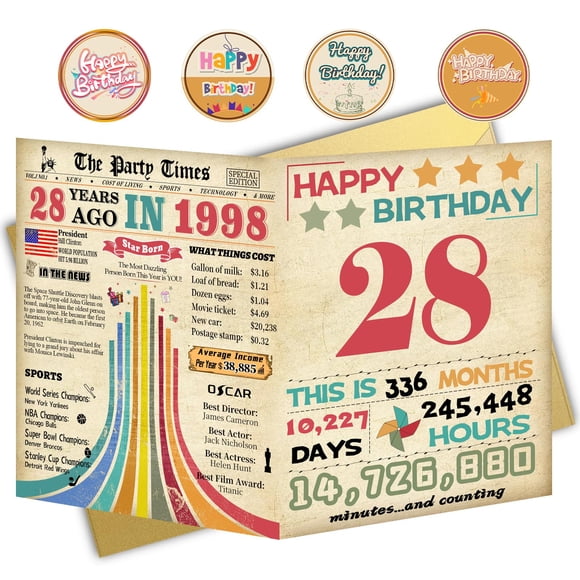 Tarjeta de cumpleaños FOBELEC 28º para mujer y hombre con sobre de 20 x 25 cm