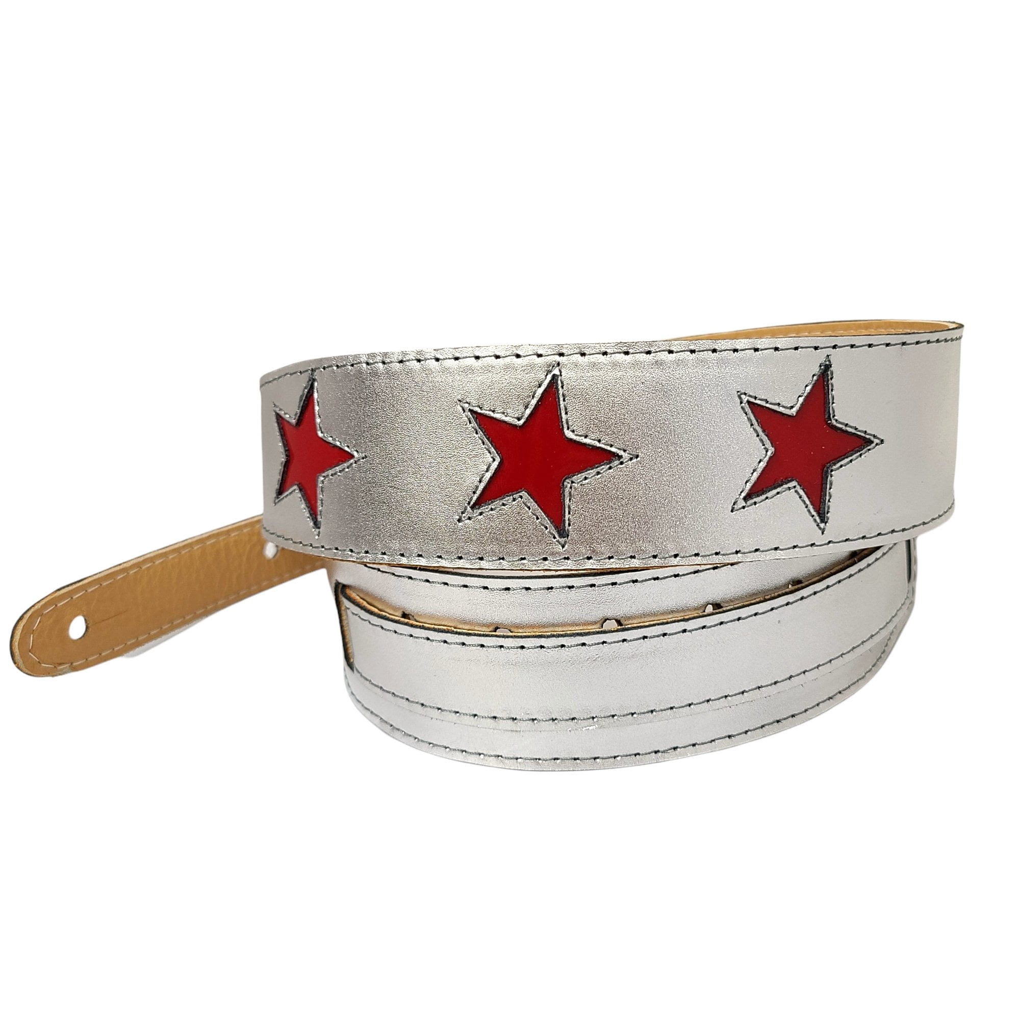 Henry Heller Star Series Leather Guitar Strap Silver