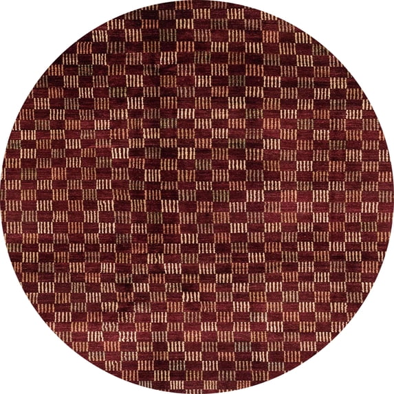 Ahgly Company Machine Washable Indoor Round Abstract Chestnut Red Area Rugs, 5' Round