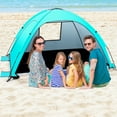 thumbnail image 6 of WARMTUYO Multi Pole Beach Tent for 2-3 Person, UPF 50+ Sun Shelter, Portable Extendable Beach Canopy, for Camping, Hiking, Outdoor, Fishing,with Zip and Privacy Screen - Green, 6 of 12