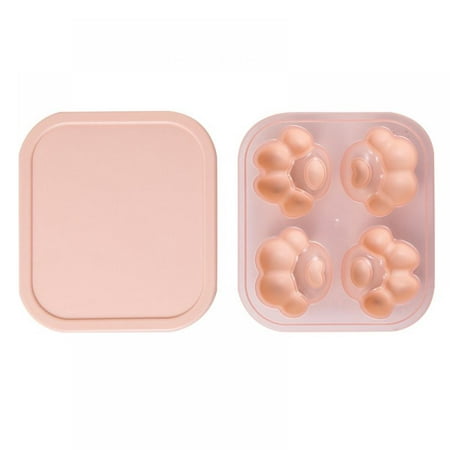

Silicone Ice Box Ice Cubes Mold Household Frozen Ice Refrigerator Plastic Ice Hockey With Cover DIY Complementary Food Box Cat Claws Red 4 Grid