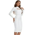thumbnail image 5 of BEAUKEY Women's Hollow Out Bandage Dress Long Sleeve Sexy Cut Out High Neck Party Midi Runway Bodycon, 5 of 6