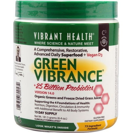 Vibrant Health Green Vibrance Superfood Plus Vegan D3 Powder, 6.4