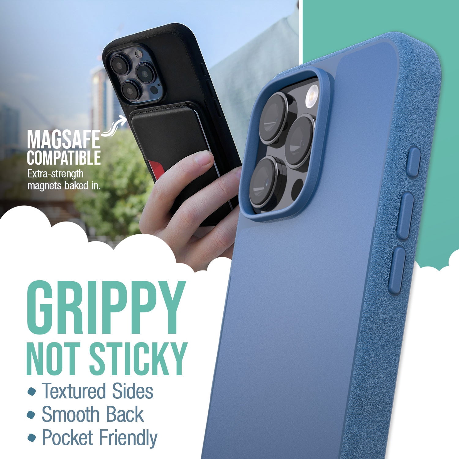 Smartish® iPhone 16 Pro Max Wallet Case - Wallet Slayer Vol. 1 [Slim + Protective] Credit Card Holder - Drop Tested Hidden Card Slot Cover Compatible with Apple iPhone 16 Pro Max - Blues on the Green