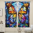 thumbnail image 3 of WNOOHIY Vibrant Stained Glass Butterfly & Floral Light-filtering Curtains for Bedroom Living Room, Home Decor,Set of 2 Panels, 3 of 8