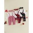 thumbnail image 3 of RUINIXCW Baby Girl Christmas Set Plaid/Striped Long Sleeve Ribbed Jumpsuit Headband, 3 of 8