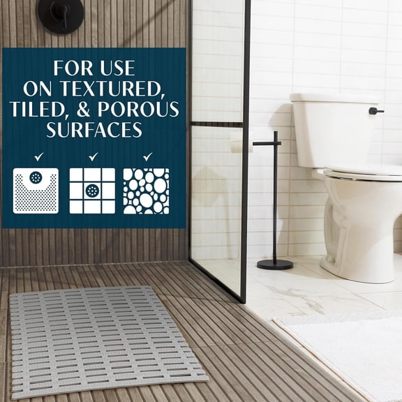 31"x15" Weighted Non-Slip Bath Mat for Textured Tub Shower Tile Stone - No Suction Cups Anti-Slip Safety Mat