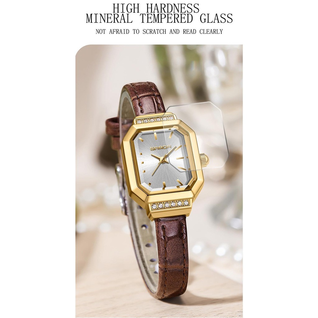 EXPLOJOY Quartz Square Watch for Women Fashion Simple Stainless Steel/Leather Waterproof Ladies Watch