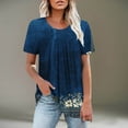 thumbnail image 2 of Plus Size Blouses for Women Floral Casual Ladies' Tops Pleated Short Sleeve Round-Neck Blouses Shirts Multicolor Womens Summer Outwear Comfortable Vacation Beach Fashion, 2 of 8
