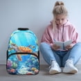 thumbnail image 2 of Pzuqiu Sea Turtle Print Backpack for Kids Ages 6-18 Elementary to High School Students 17 Inch Large Capacity Lightweight Schoolbag with Adjustable Straps Back to School Daily Use, 2 of 7