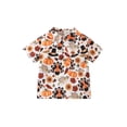 thumbnail image 1 of Douhoow Kid Boys Shirt Short Sleeve Turn Down Collar Pumpkin Santa Claus Print Tops, 1 of 9