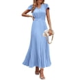 thumbnail image 1 of Vestido largo PRETTYGARDEN para mujer, cuello en V, cuello en V, volantes, azul claro, 1 of 9