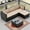 Brown, variant on SOLAURA 5-Piece Outdoor Patio Furniture Sofa Set, Rattan Wicker Sectional Sofa with Ottoman, Glass Coffee Table & Cushions, Outdoor Conversation Set for Backyard, Garden, Porch, Grey