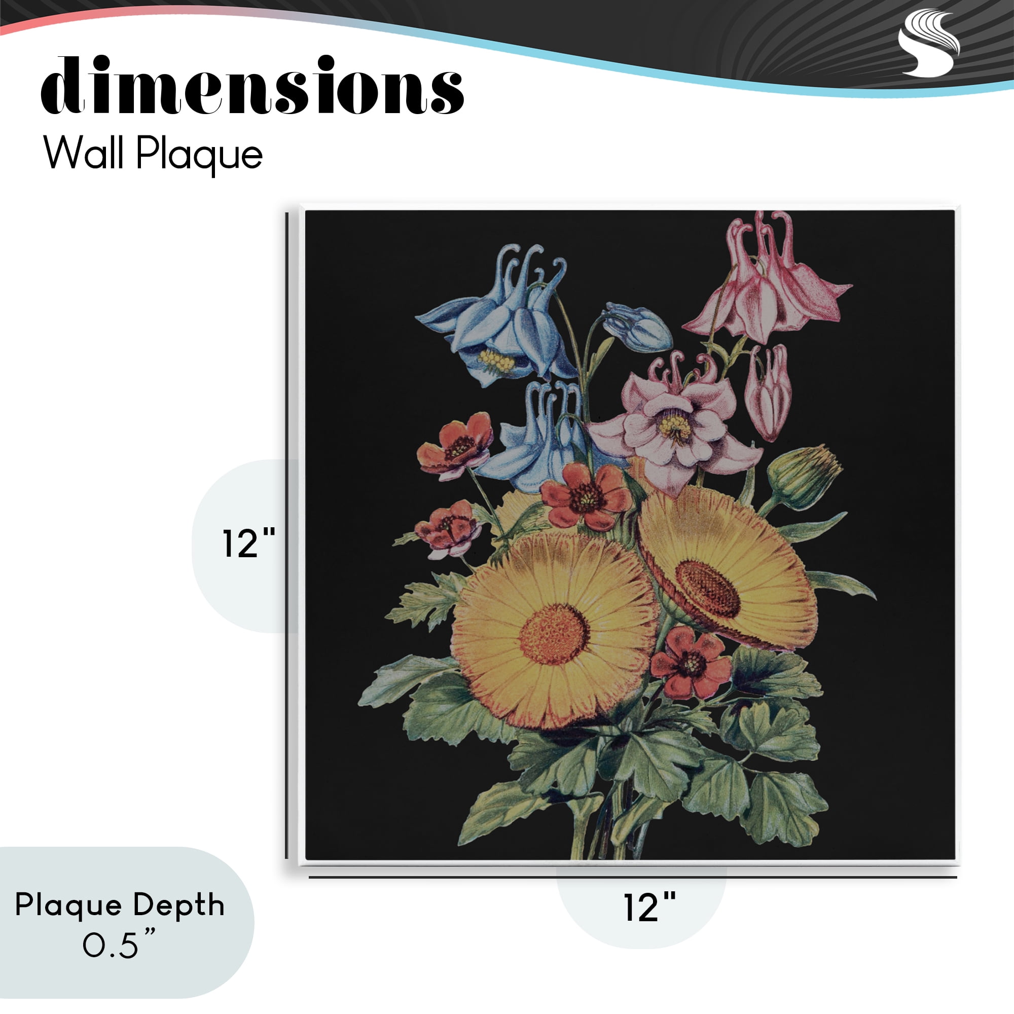 Stupell Industries Vintage Bouquet Study on Black Wall Plaque Art, design by Dan Meneely