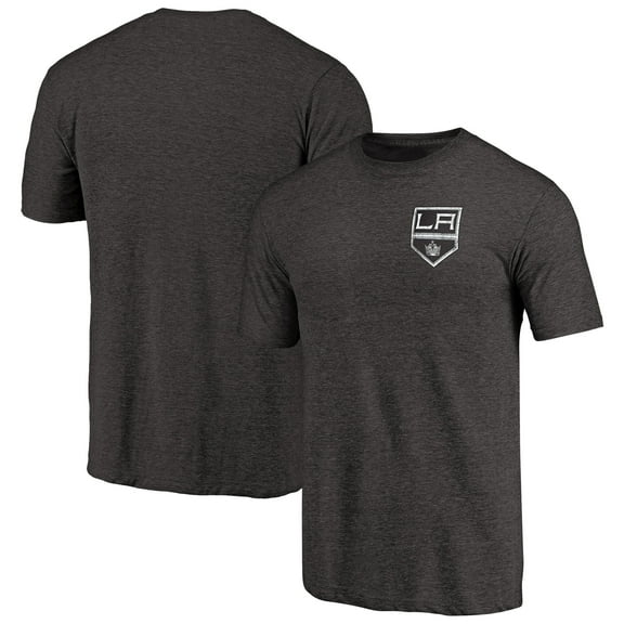 Men's Black Los Angeles Kings Primary Logo Left Chest Distressed Tri-Blend T-Shirt