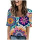 thumbnail image 1 of Camisetas Casuales de las Mujeres Impresas Manga Corta Cuello en V, Camiseta Ligera para Diario, Fiesta Y Primavera Verano, 1 of 4