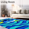 thumbnail image 2 of ODIKA 2'x3' Machine Washable Non-Slip Area Rug, Smiling Adventure Showcasing Bold Water and Playful Fins High Traffic Rug, Blue, 619758, 2 of 7