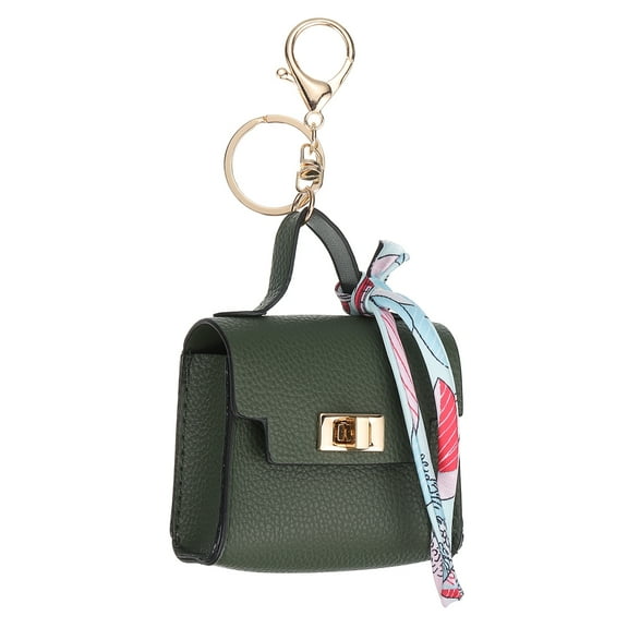 Mini Backpack Keychain, Cute Coin Purse Keychain PU Leather Backpack Purse Key Chain, Green