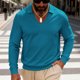 thumbnail image 4 of pstuiky camisas de manga larga para hombre, Blusa informal de manga larga con cuello en V y solapa para hombre, de color liso top de hombre m, 4 of 6