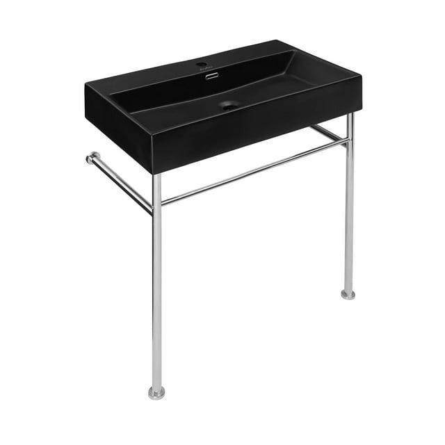 Swiss Madison Well Made Forever SM-CS762, Claire 30" Ceramic Console Sink In Matte Black Basin