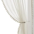 thumbnail image 1 of Cortinas de lino transparentes Treatmentex con pompones, 213 x 213 cm, color beige, 2 pares, 1 of 9