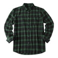thumbnail image 4 of Men's Button Down Shirt Casual Flannel Plaid Slim Fit Long Sleeve Spread Collar Lightweight Top Green 2X, 4 of 7