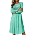 thumbnail image 4 of YuXingFu 100% Cotton Dresses Maxi Crew Neck Plus Size Womens Dress Long Sleeve Pleated Long Casual Summer Green XXL, 4 of 7