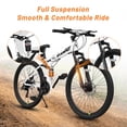 thumbnail image 4 of 26 Inch Foldable Mountain Bike Full Suspension, 21 Speed Folding Mountain Bike with Double Shock Effect, Dual Disc Brakes, Steel Frame Mens Mountain Bicycle for Outdoor Trail Commuter, White, 4 of 11