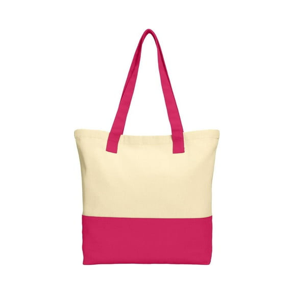 Port Authority Adult Female canvas Tote Nat/Pink Azal One Size Fits All