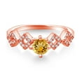 thumbnail image 2 of Gem Stone King 1.11 Ct Round Yellow Citrine 18K Rose Gold Plated Silver Ring (Size 9), 2 of 3