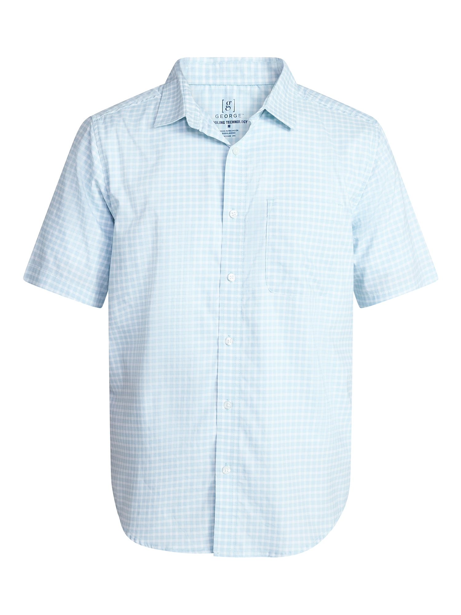 George Men's & Big Men's Modern Fit Button Up Performance Shirt with Short Sleeves, Sizes S-3XL