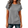 thumbnail image 4 of Neewe Womens Plain Short Sleeve Crew Neck Pullover Sweater Ladies Loose Hoodless Sweatshirts Blouse, 4 of 7