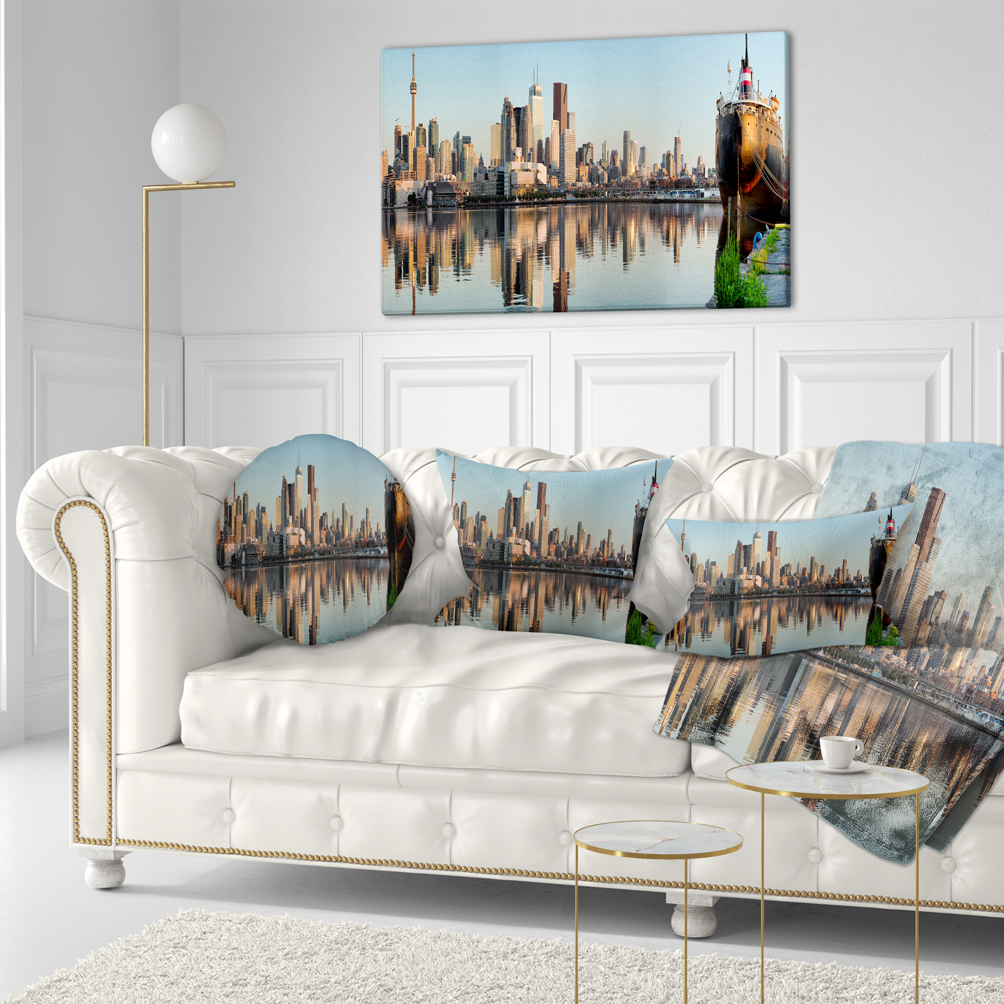 Designart Toronto City Skyline Panorama - Cityscape Photography Throw Pillow - 12x20