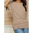 thumbnail image 3 of Women's Casual Short Sleeve Dolman Boat Neck Summer T Shirts with pleats Size S-3XL, 3 of 4